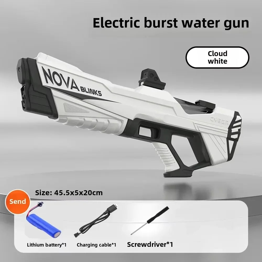 Automatic Electric Water Gun for Kids - High Capacity with Self-Absorption for Epic Outdoor Summer Water Battles WHITE