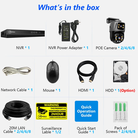 Movols 6MP XMEYE POE Surveillance System &ndash; Dual Lens PTZ