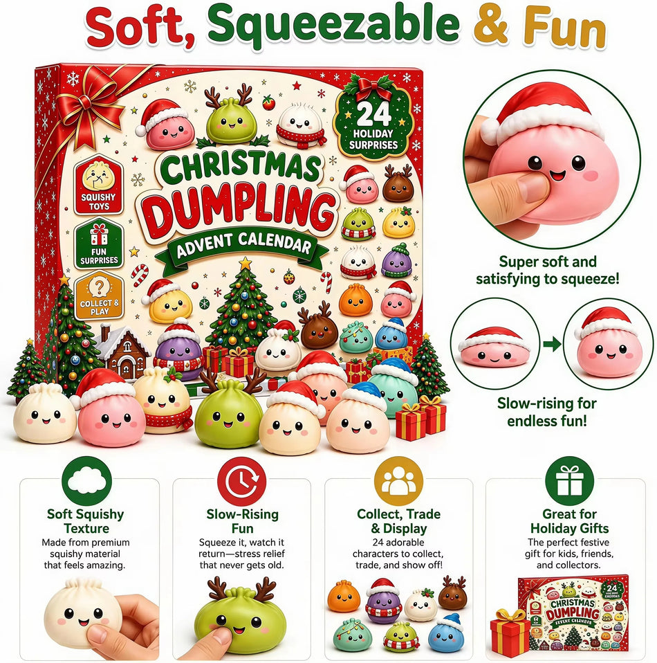 Christmas Squishy Advent Calendar 2026 With 24 Days Dumpling Stress Relief Slow Rebound Fidget Blind Box