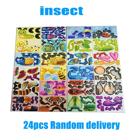 3D Animal Foam Puzzle Educational Toys for Kids - Perfect for Birthday Parties, Classroom Rewards, and Goodie Bags (12-24pcs/Bag) Insects 24pcs
