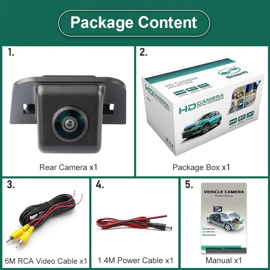 GreenYi CCD AHD 1920x1080P Night Vision Car License Plate Light Rear View Camera For Toyota Prius 2011-2014 Trunk Reserved Hole by InterCyprus Trading Ltd