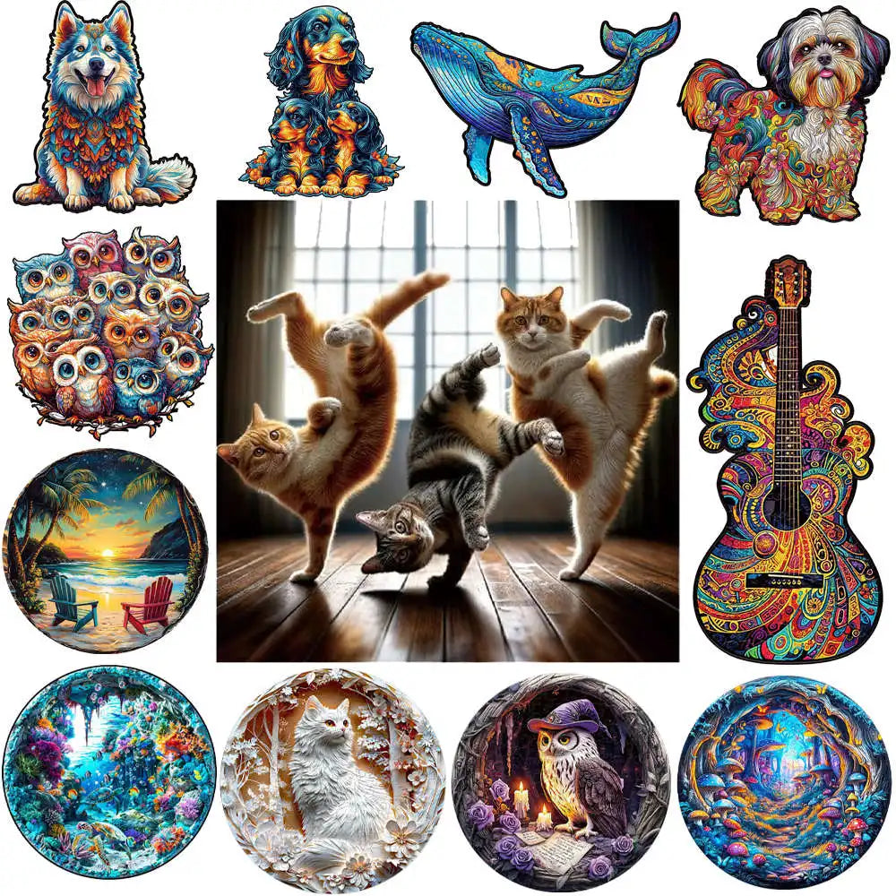 A3 A5 Size Wooden Animal Puzzle - 3D Family Party Gift