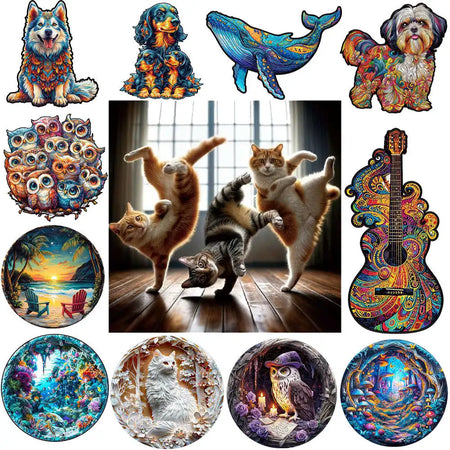 A3 A5 Size Wooden Animal Puzzle - 3D Family Party Gift