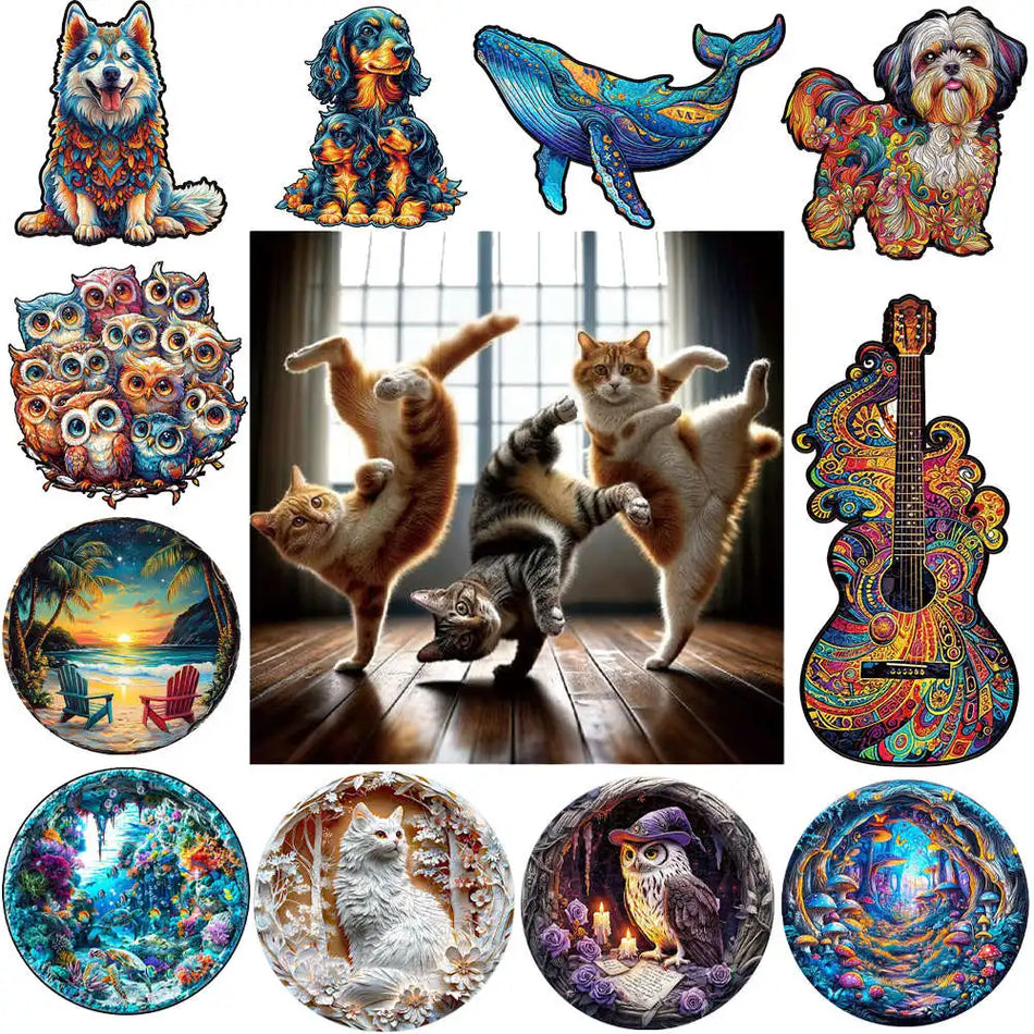 A3 A5 Size Wooden Animal Puzzle - 3D Family Party Gift