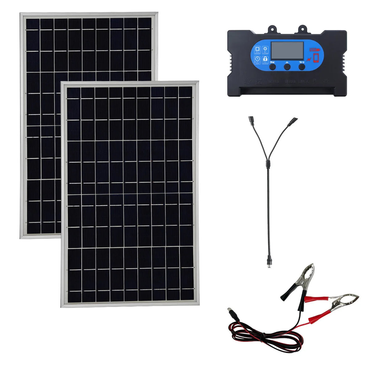 EcoFlyPower 20W 18V Outdoor Solar Charger &ndash; High Efficiency Power for Camping and Travel 2X10W 10A