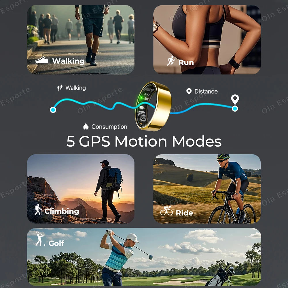 2025 Smart Ring: Heart Rate, Blood Pressure, Sleep Monitoring &amp; Motion Tracking