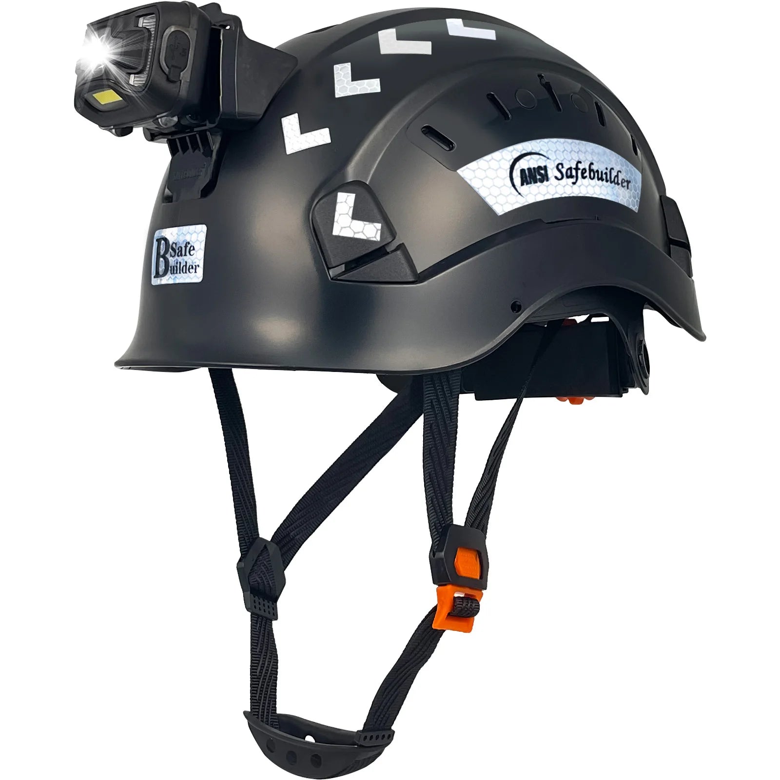 Safety Hard Hats With Headlight - Lightweight Helmet CR06-Black SHL01