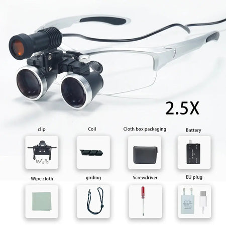 Dental Loupes 2.5/3.5X Magnifier Lab Medical Magnification Binocular Magnifier Headlight Headlamp 5W Seperately Cloth Packaging by InterCyprus Trading Ltd