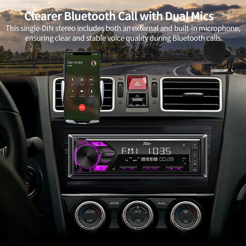 AKAMATE 1DIN Car Radio &ndash; Bluetooth MP3 USB TF Card Charging
