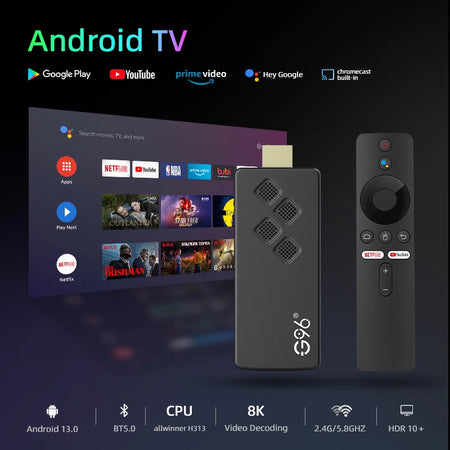 Global Version Android13 G96 TV Stick 8K | Portable Streaming Media Dongle