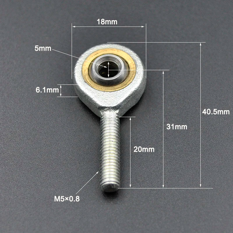 Rod End Bearing 5mm 6mm 8mm 10mm - Self Lubricating Joint Male 5mm / CHINA / Left Thread