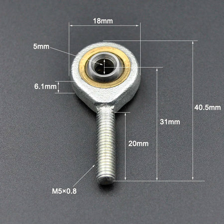Rod End Bearing 5mm 6mm 8mm 10mm - Self Lubricating Joint Male 5mm / CHINA / Left Thread