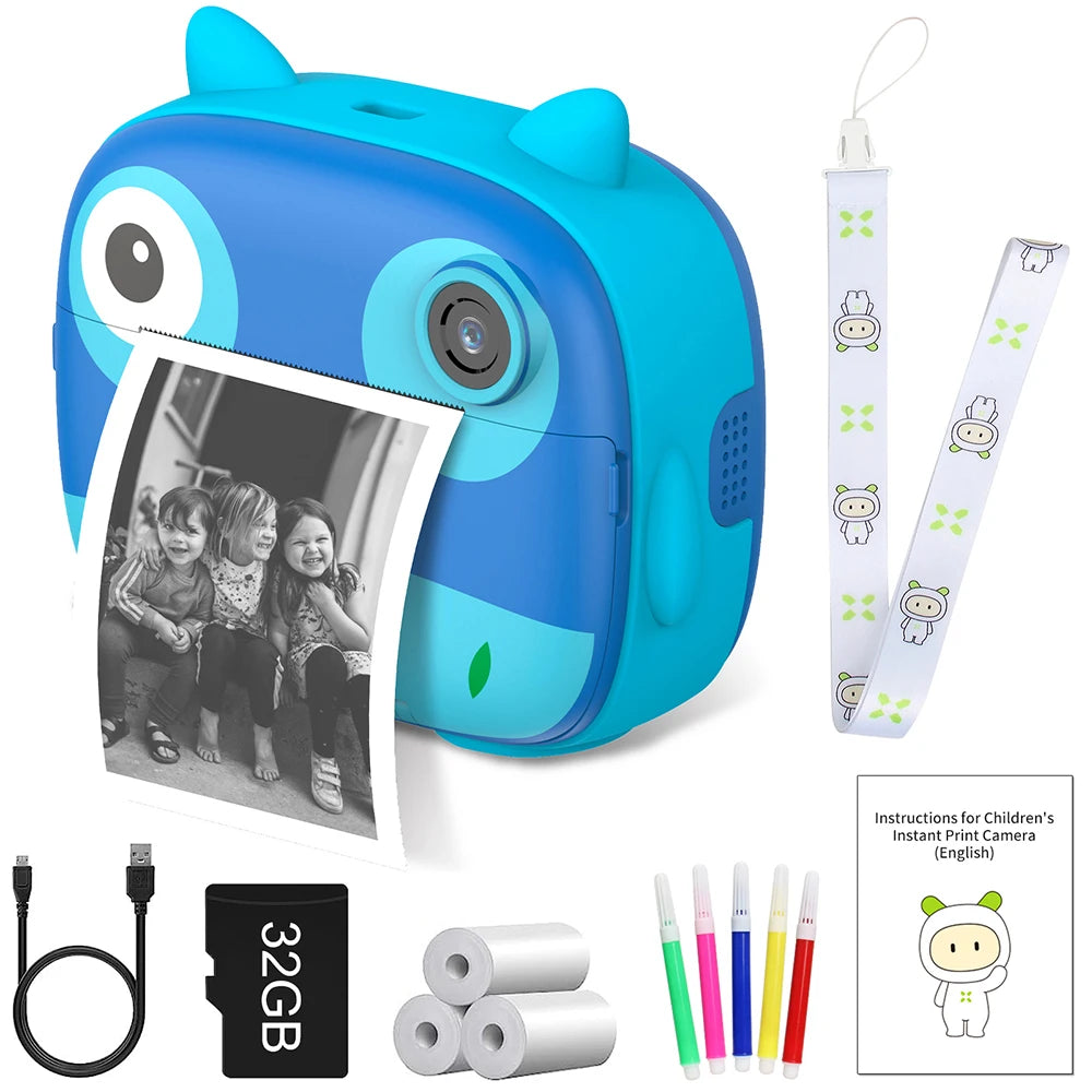 9IMOD Instant Print Camera for Kids - 2.4inch 1080P Selfie &amp; Video Owl with Memory Card