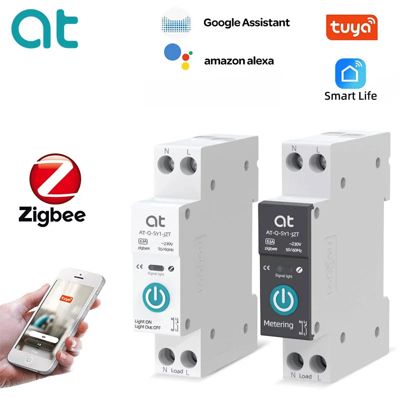 TUYA ZigBee Smart Circuit Breaker 1P 63A with Remote Control Function ZigBee 32A / White No metering