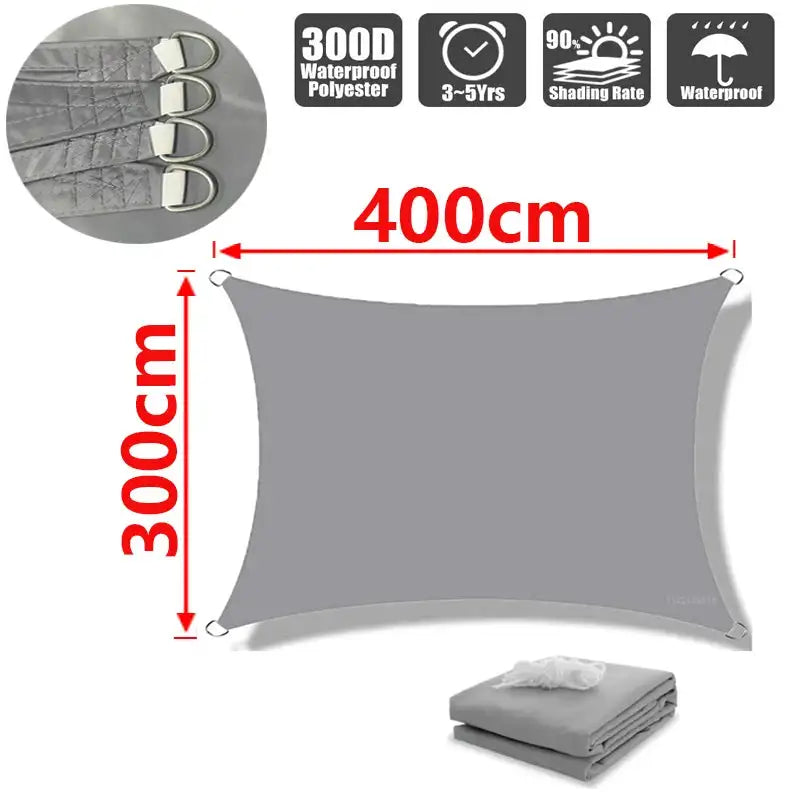 GFDYML Waterproof Sun Shade Sail for Gardens and Terraces Grey  300x400cm