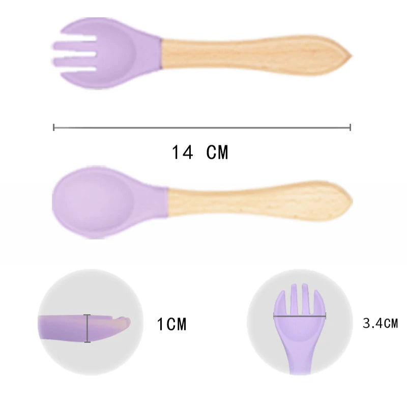Soft Silicone Fork and Spoon Set for Babies