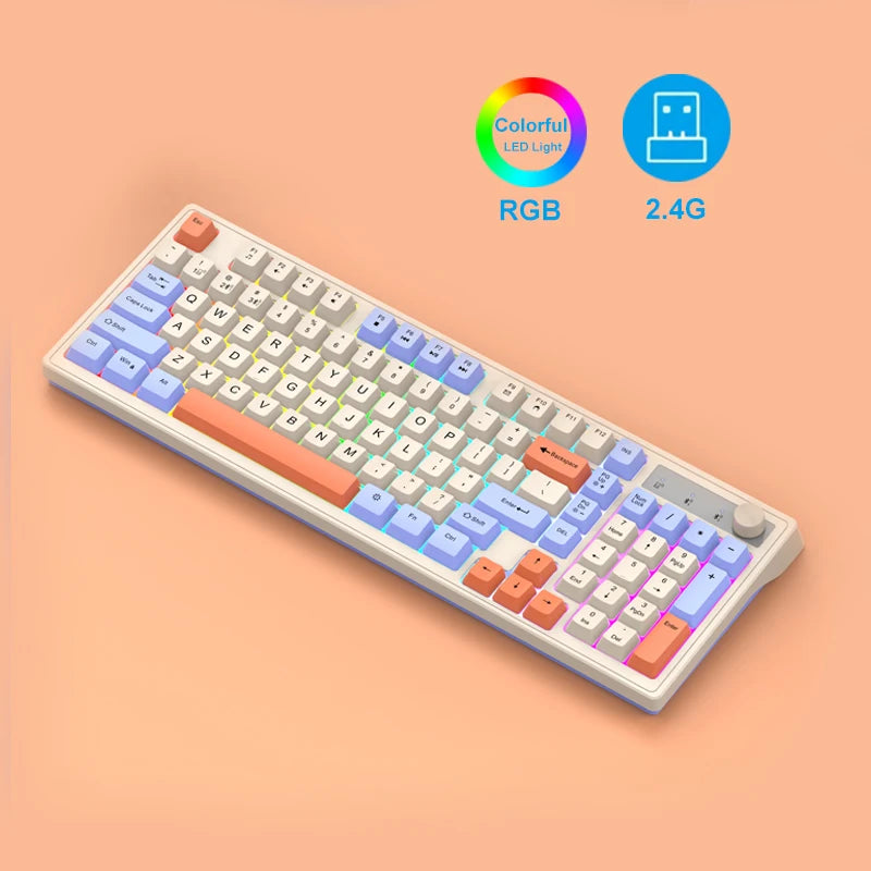 Kebidumei Dual Bluetooth Mechanical Keyboard &ndash; Dual Wireless Only 2.4G Blue