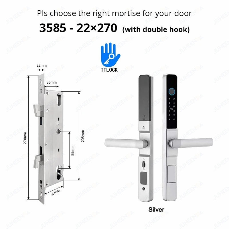 Waterproof Smart Lock with TTLock App Silve3585hook-Long