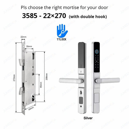 Waterproof Smart Lock with TTLock App Silve3585hook-Long