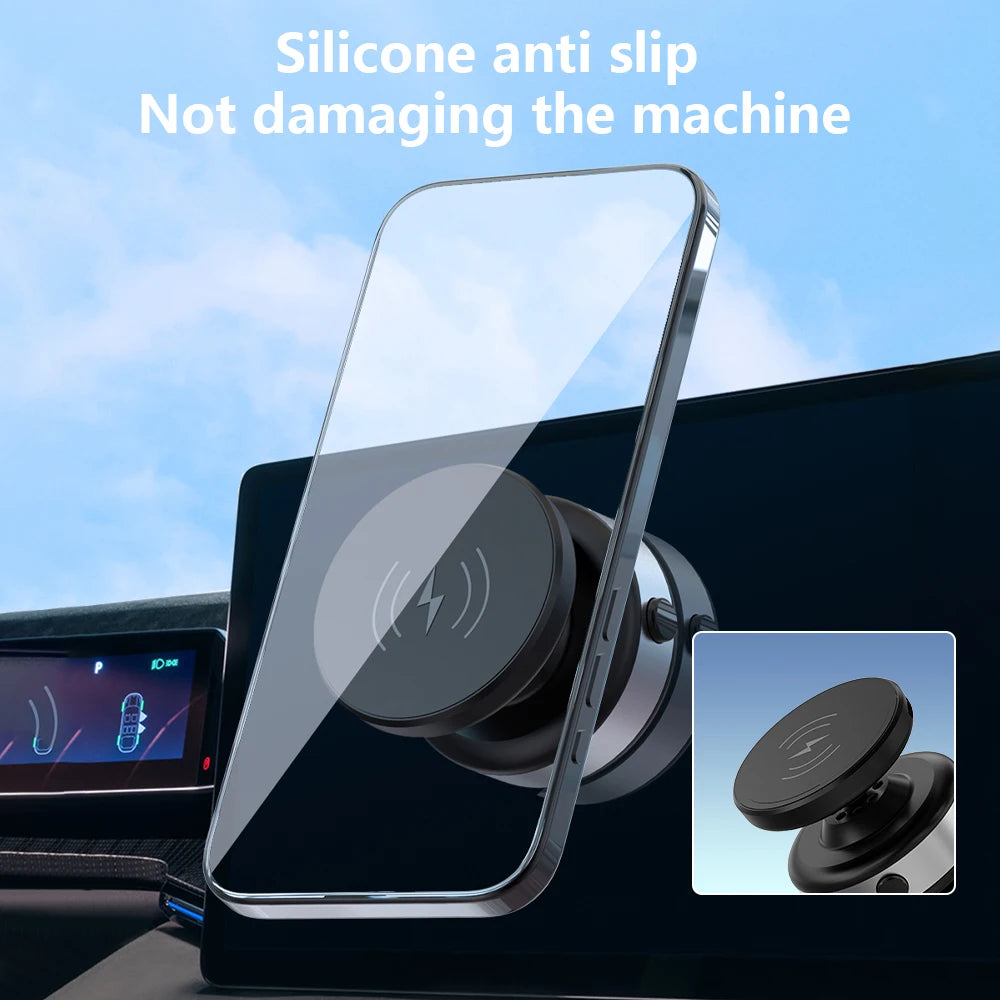 CrownQu Wireless Charge Car Phone Holder &ndash; 360 Degree Rotation with Strong Magnetic Grip