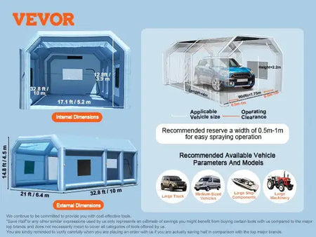 Inflatable Paint Booth &ndash; Powerful Blowers and Filter 33ft x 21ft x 15ft / CZECH REPUBLIC
