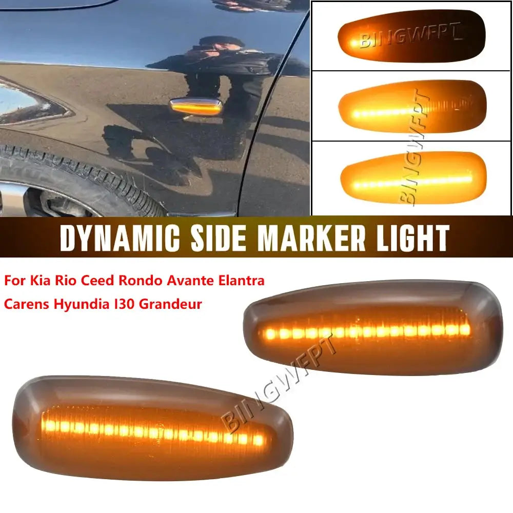 2PCS LED Dynamic Side Marker Light Turn Signal Lamps For Kia Ceed ED Pro Rio 3 Carens Rondo 7 Hyundai I30 Grandeur MK4 Avante HD by InterCyprus Trading Ltd