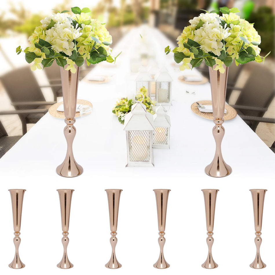 6/10PCS Gold Flower Vases – Elegant Desktop Centerpieces