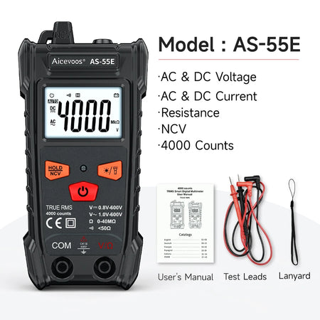 Aicevoos AS-55EB Automatic Smart Digital Multimeter &ndash; True RMS Auto Range Voltage Tester AS-55E
