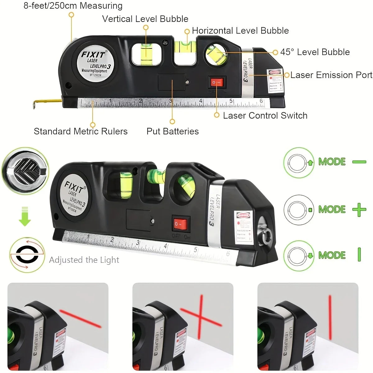 Laser Level Line Tool Kit Pro &ndash; Cross Line Projection