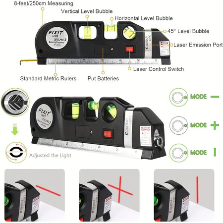 Laser Level Line Tool Kit Pro &ndash; Cross Line Projection