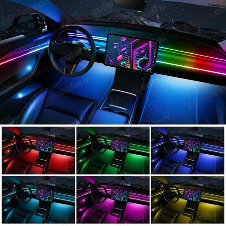 18 in 1 Led Car Ambient Lights 213 64 Color RGB Symphony Streamer Bluetooth Rainbow Interior Acrylic Strips Atmosphere Lamp Kit by InterCyprus Trading Ltd