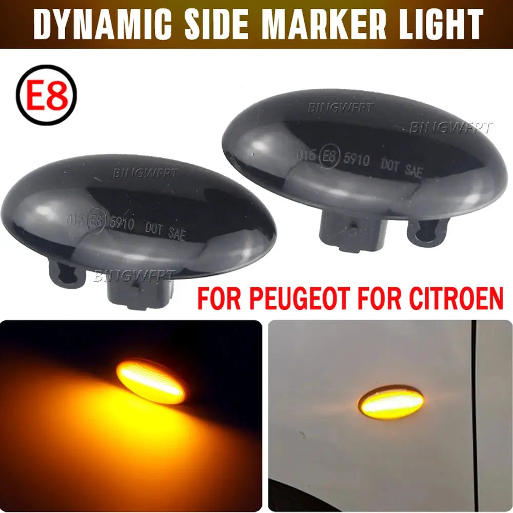 2PCS Dynamic Side Marker Flowing Turn Signal Light LED sequential blinker for Peugeot 307 206 207 407 107 for Citroen C1 C2 C3 by InterCyprus Trading Ltd