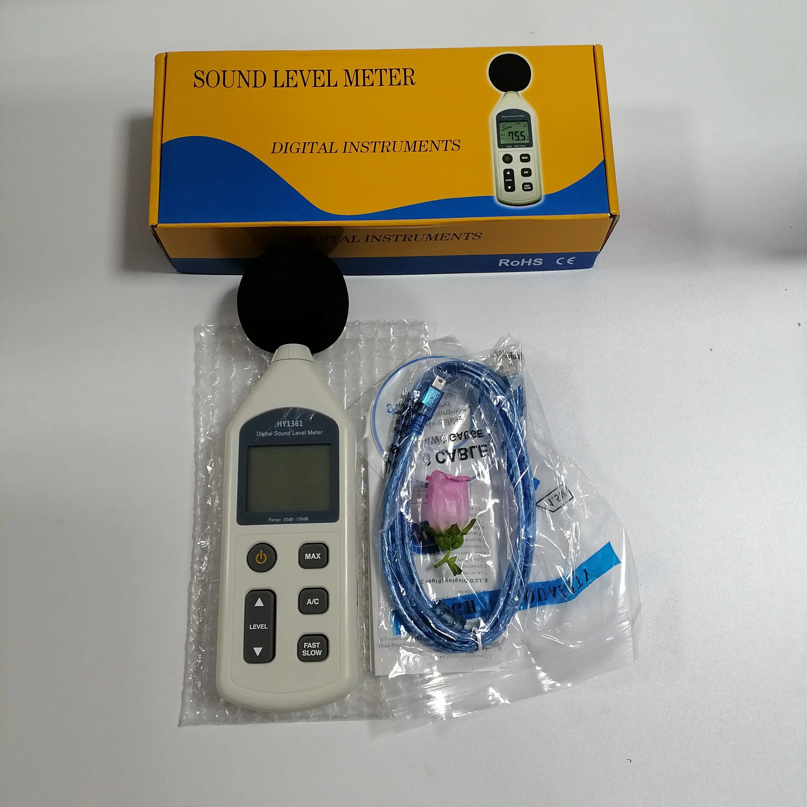 [HY1361 Sound Level Meter] &ndash; Wide 30-130dB Range USB HY1361-with box