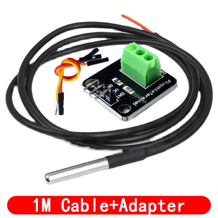 DS18B20 Temperature Sensor Module Kit &ndash; Waterproof Stainless Steel Probe 1M Cable Adapter