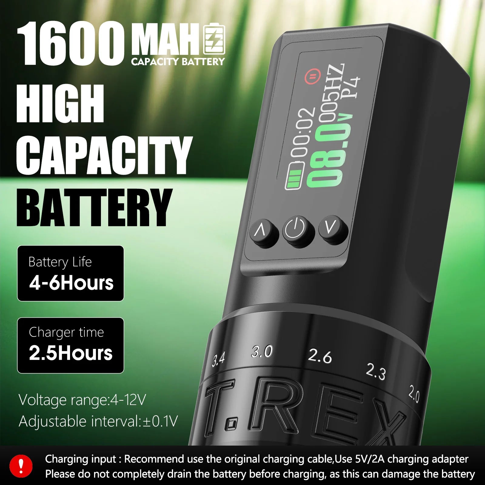 T-Rex Tattoo Pen Machine &ndash; Wireless Rotary 1600mAh Battery