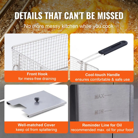 12L Dual Tank Stainless Steel Electric Deep Fryer