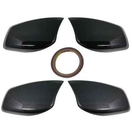 Mirror lamp cover Glossy black Carbon Fiber texture ABS plastic suitable for BMW 5 Series E60 E61 E63 E64 2004-2007 models by InterCyprus Trading Ltd