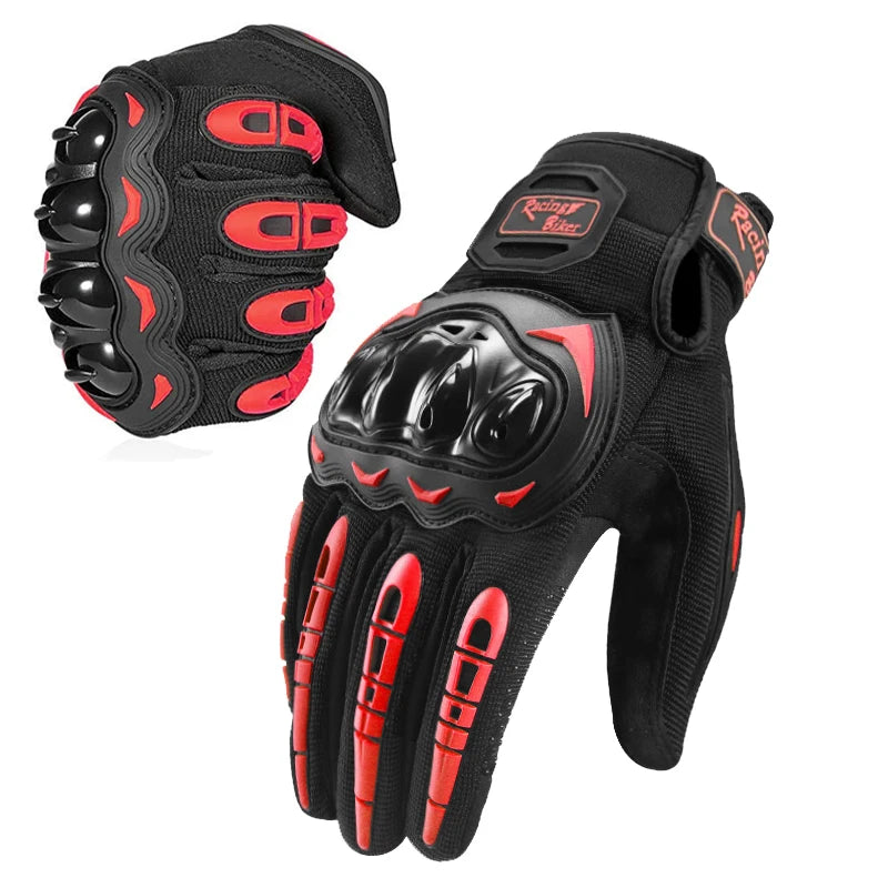 Waterproof Full Finger Motorcycle Gloves with Touchscreen and Joint Protection Red / M