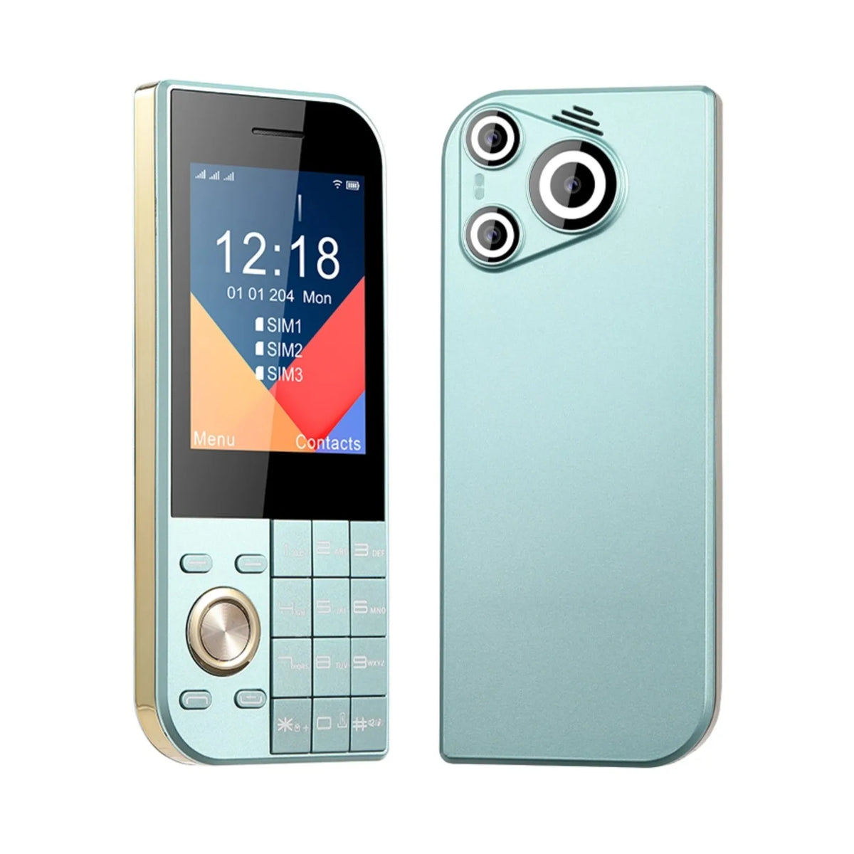 Ultra Slim Pocket Phone &ndash; Triple SIM SOS Big Screen Green / Full set