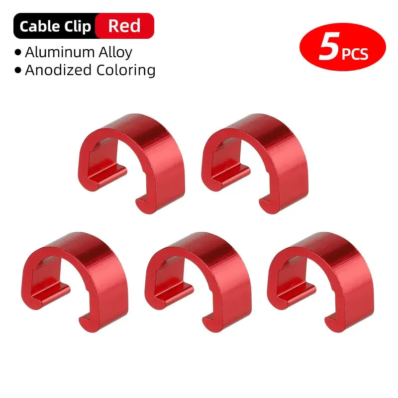 Road MTB Bicycle Cable Clamps &ndash; Durable Aluminum Alloy with Adhesive Base Red 5pcs / CHINA