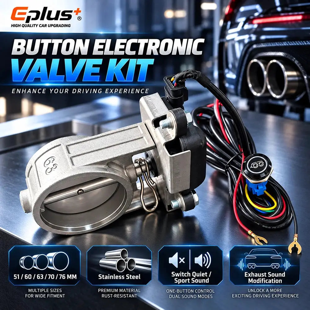 EPLUS Universal with Button Switch Stainless Steel Electric Exhaust Valve Kit Car Exhaust Pipe Electronic Muffler Valve by InterCyprus Trading Ltd