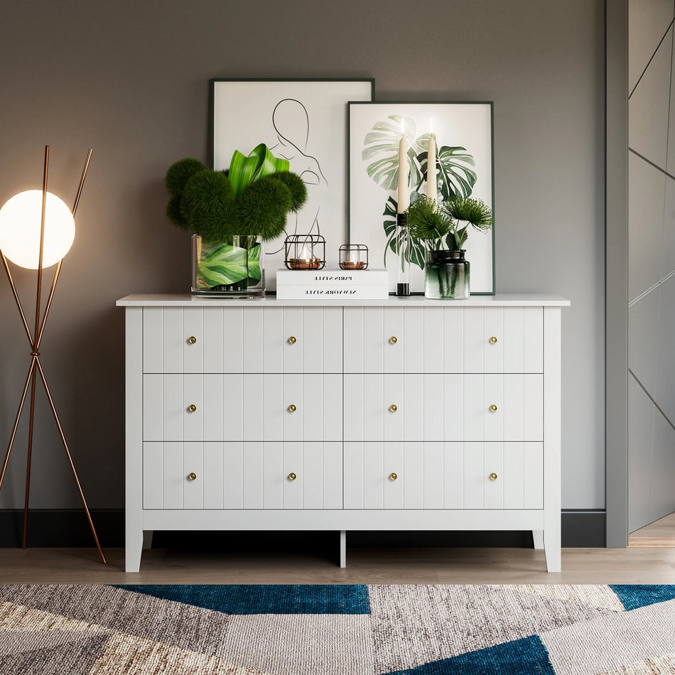 Getone Tall 6 Drawer Wooden Chest Dresser for Bedroom