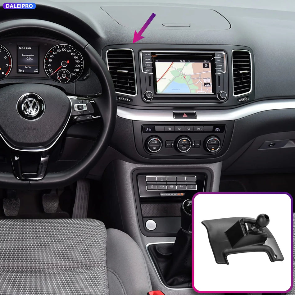 ABS juhtmevaba telefonihoidja 66W laadimisega VW Sharan 2010-2022