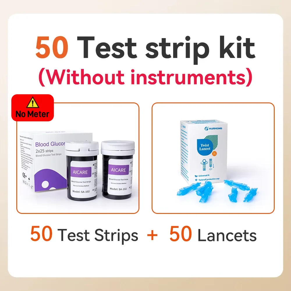 Aicare Blood Glucose Meter &ndash; Portable Accurate Glucometer 50-Strips No Meter