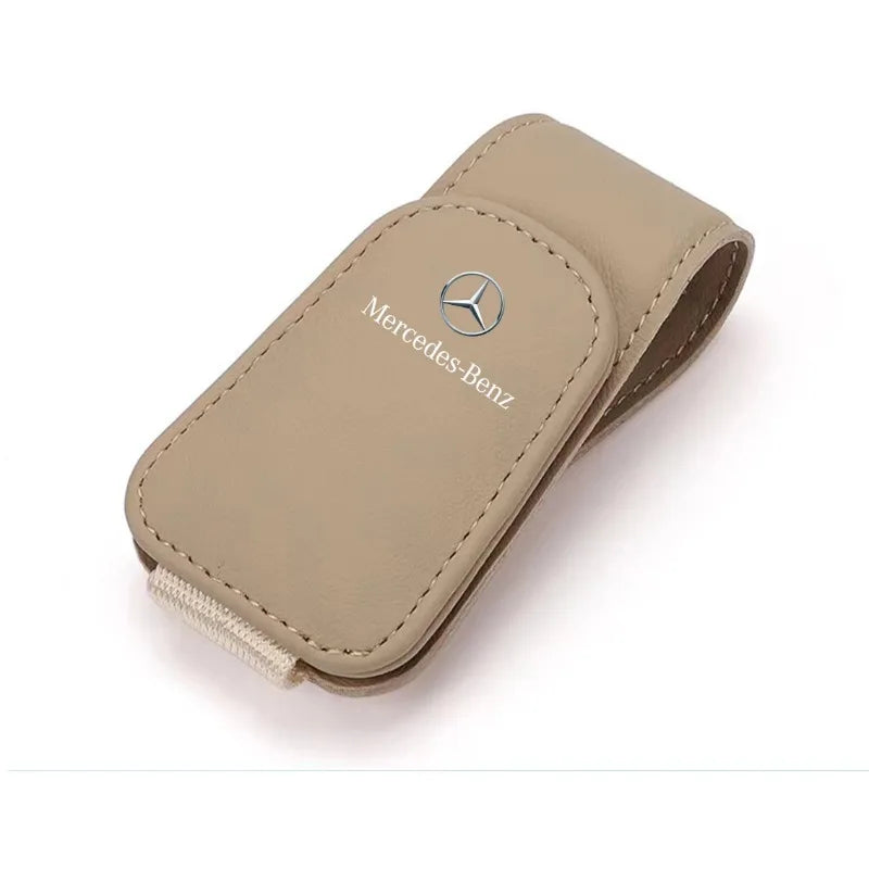 Mercedes Benz AMG Sun Visor Glasses Holder - Auto Sunglasses Clip &amp; Card Organizer for A B C E G CLA C63 C63S E53 GT SLK W176 GLC Brown / For Mercedes Benz