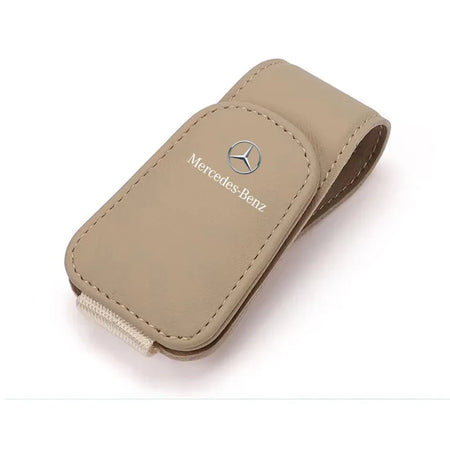 Mercedes Benz AMG Sun Visor Glasses Holder - Auto Sunglasses Clip &amp; Card Organizer for A B C E G CLA C63 C63S E53 GT SLK W176 GLC Brown / For Mercedes Benz
