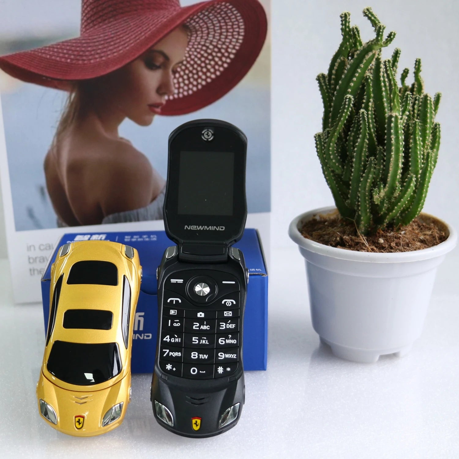 Mini Folding Kids Phone Dual SIM Toy &ndash; LED Lights Fun black / with 16G flash card