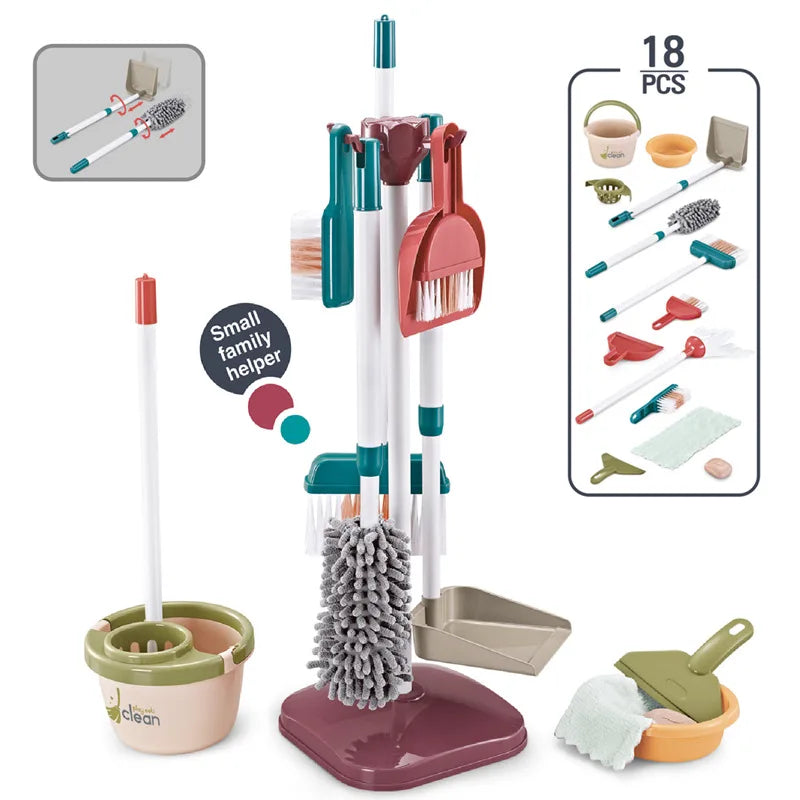 Simulation Cleaning And Hygiene Cart Tool Set &ndash; Educational Pretend Play Fun 18 pieces