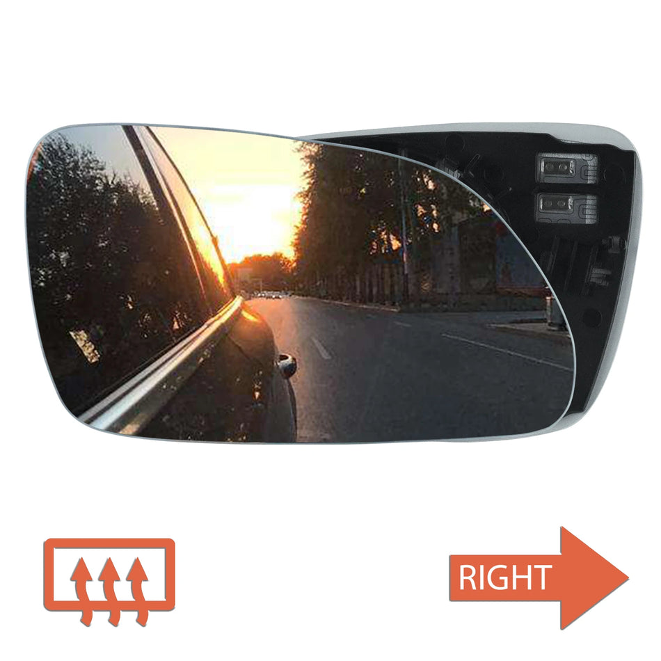 VW Polo 9N3 Front Right Wing Mirror Glass, Heated Convex