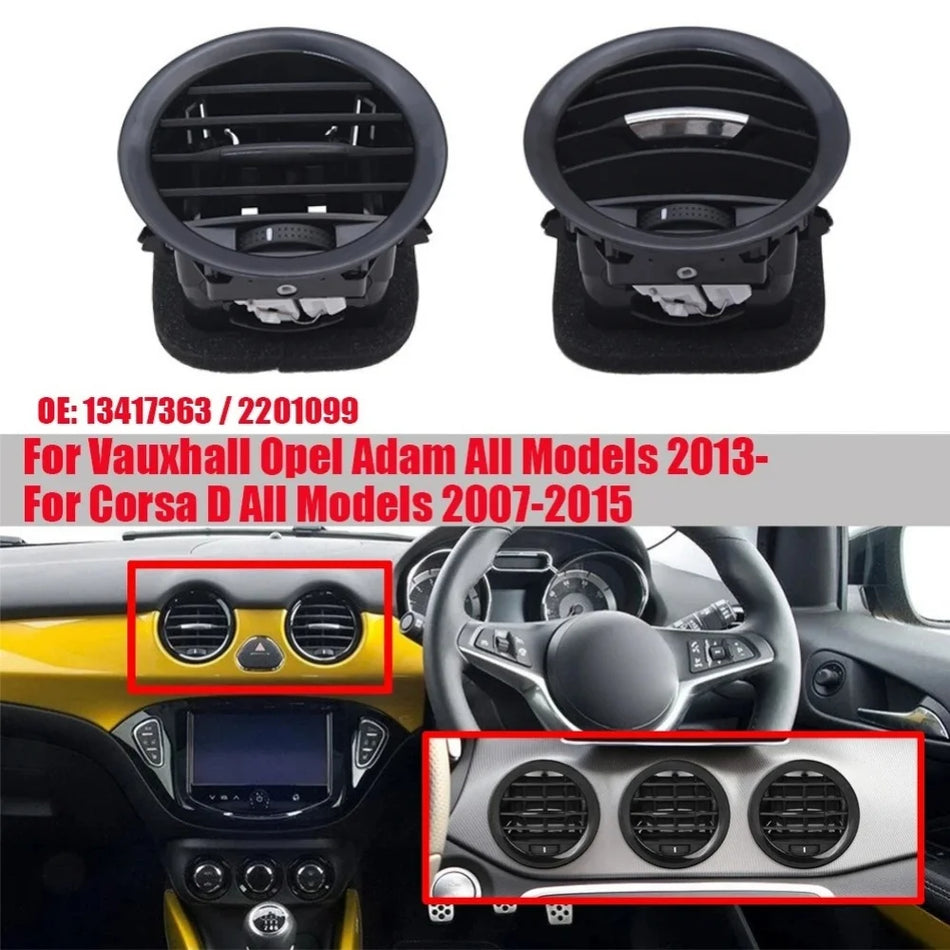 Cubierta de rejilla de ventilación de aire cromada negra para Opel Corsa D Adam
